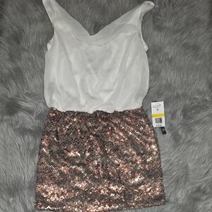 White and Sequin Mini Dress